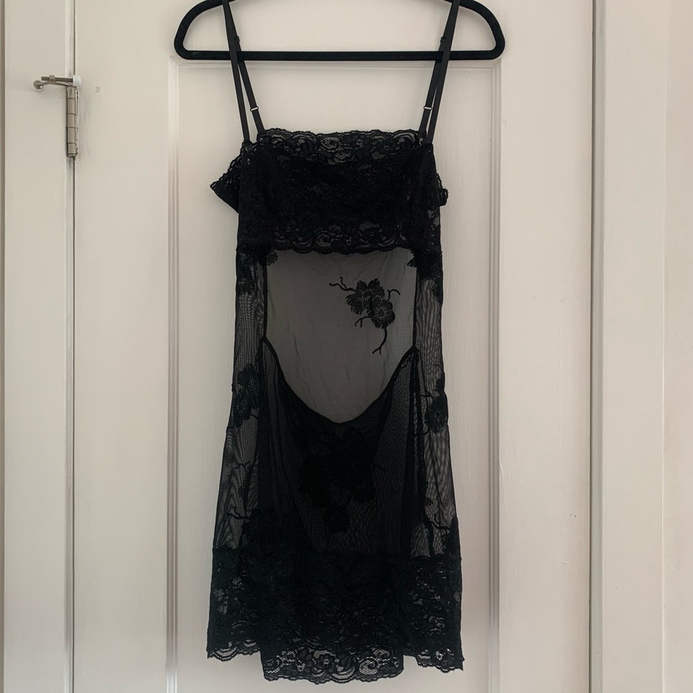 Gorgeous vintage sheer black mini dress